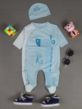 0Mth - 3Mth Big Light Blue Romper For Newborn AJ NBR22