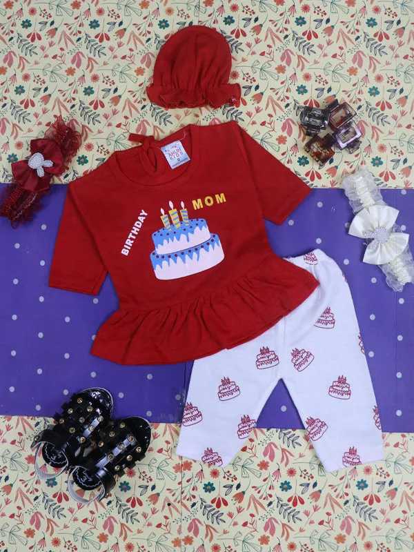 0Mth - 3Mth Birthday Red Baby Suit For Newborn NBS84