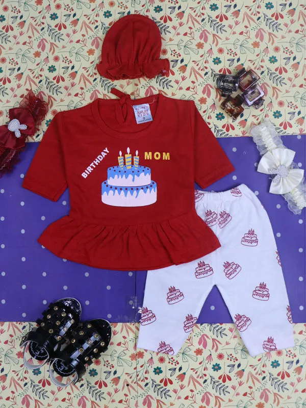 0Mth - 3Mth Birthday Red Baby Suit For Newborn NBS84