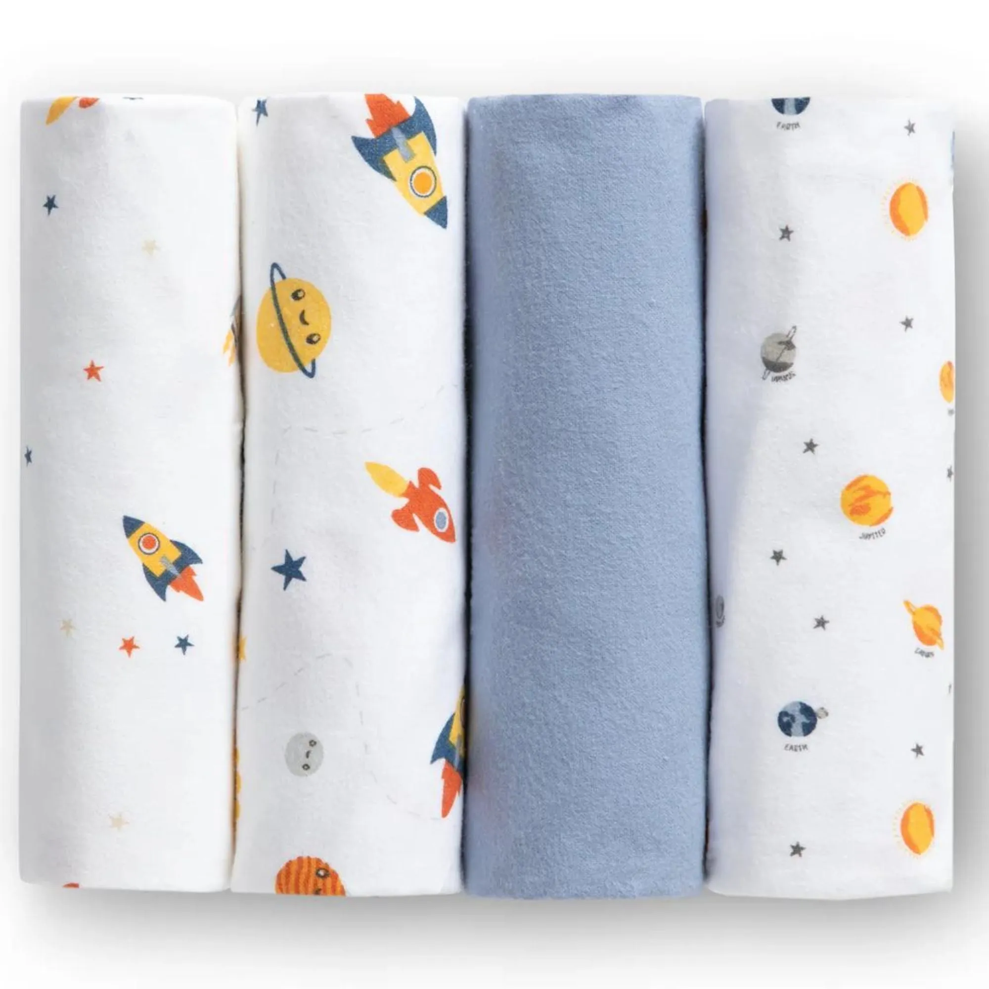 100% Cotton Flannel Baby Receiving Blankets - 4 Pack