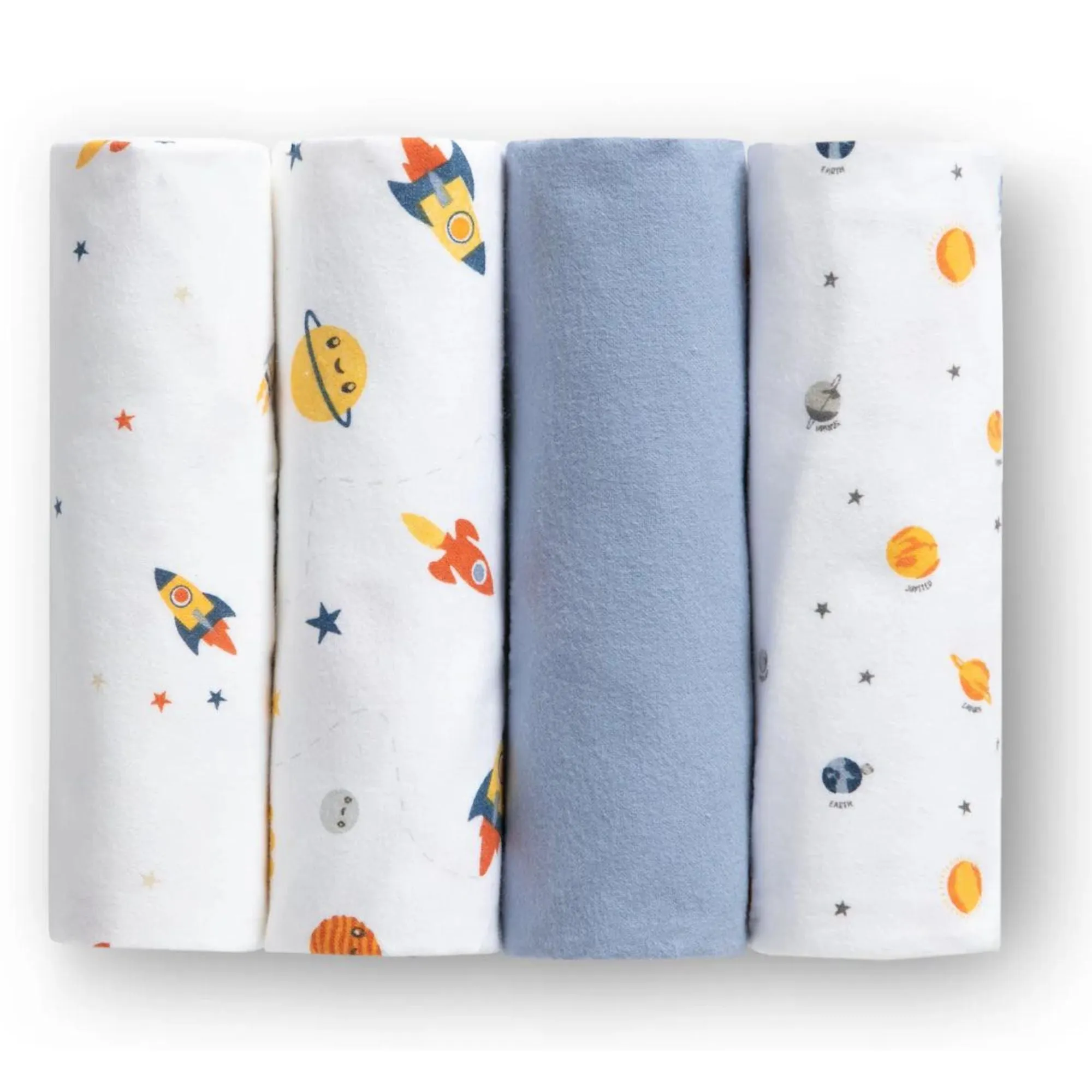 100% Cotton Flannel Baby Receiving Blankets - 4 Pack