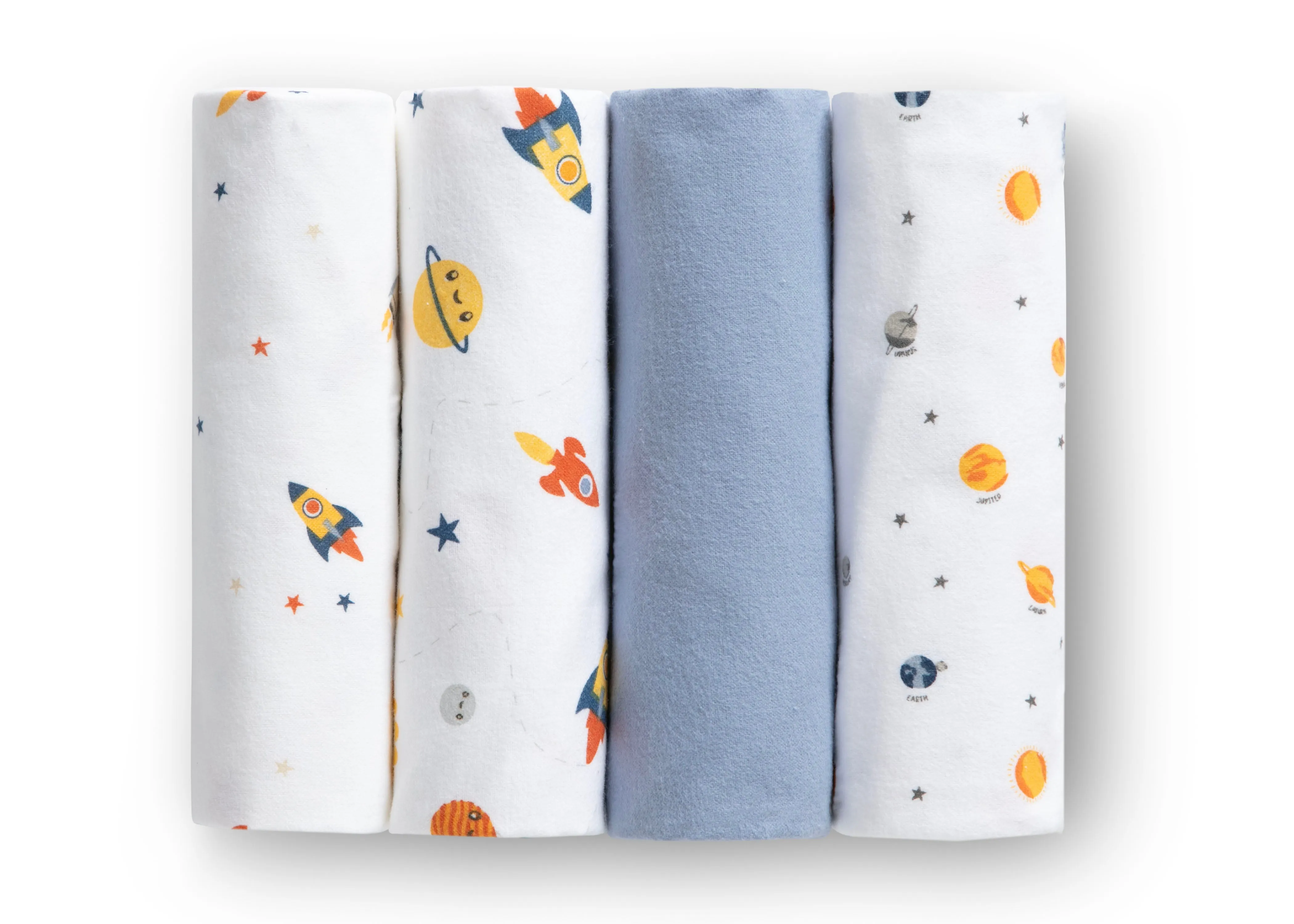 100% Cotton Flannel Baby Receiving Blankets - 4 Pack