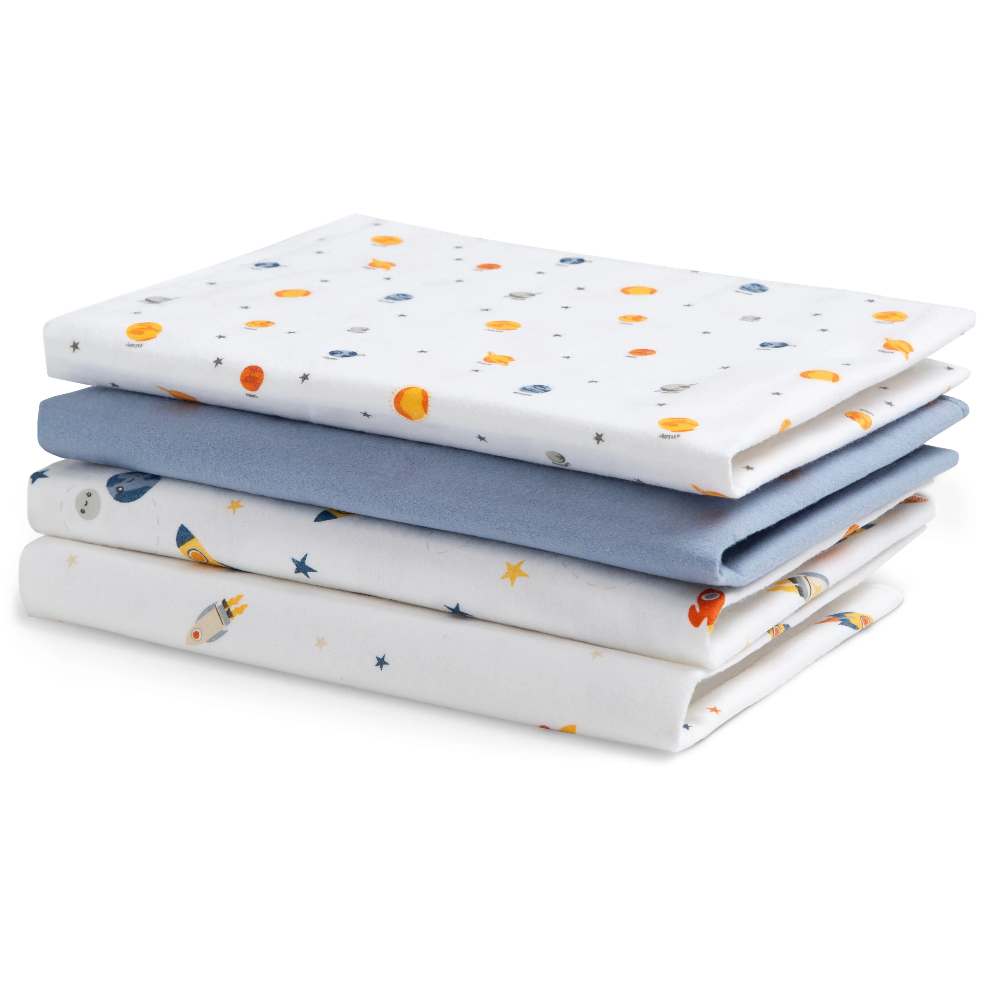 100% Cotton Flannel Baby Receiving Blankets - 4 Pack