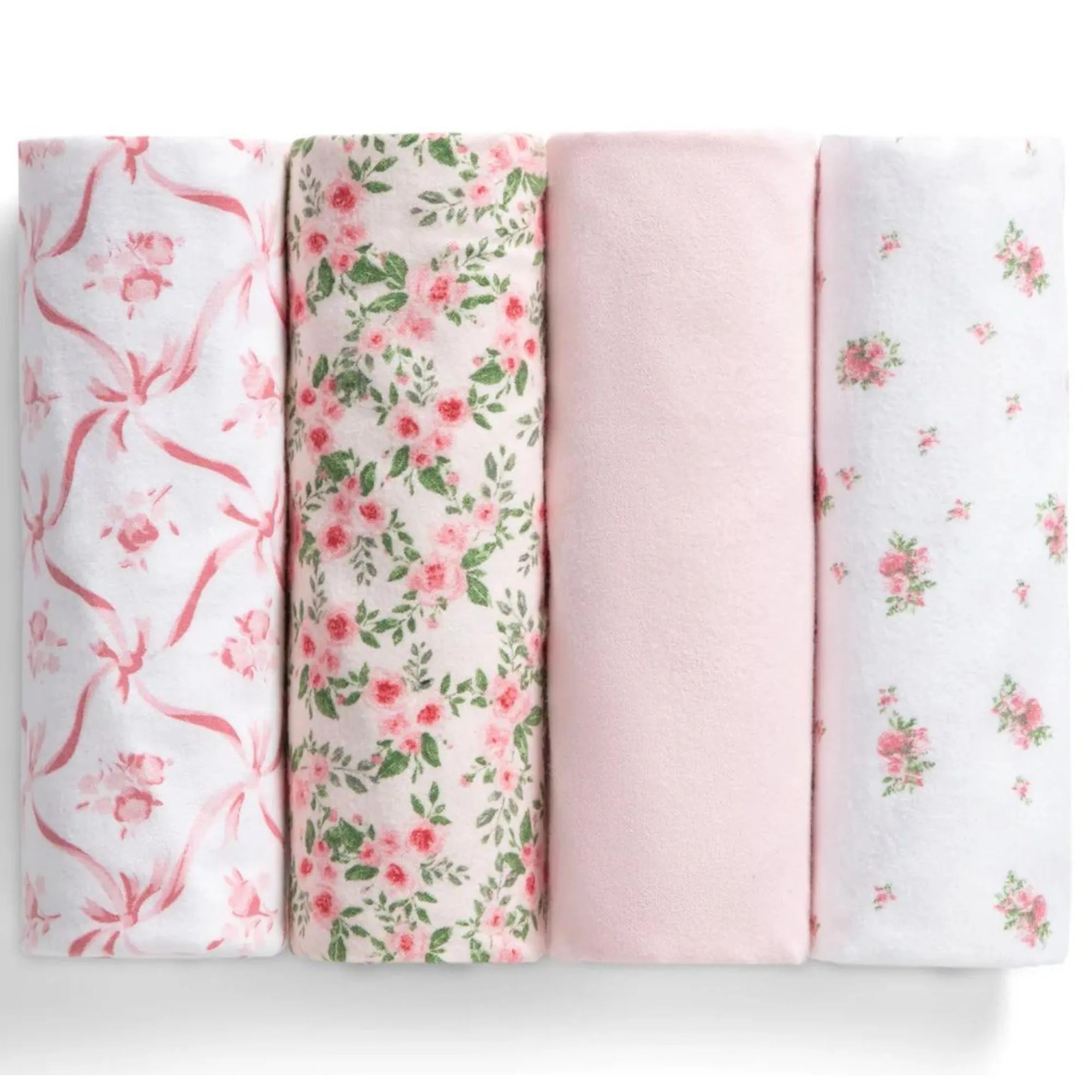 100% Cotton Flannel Baby Receiving Blankets - 4 Pack