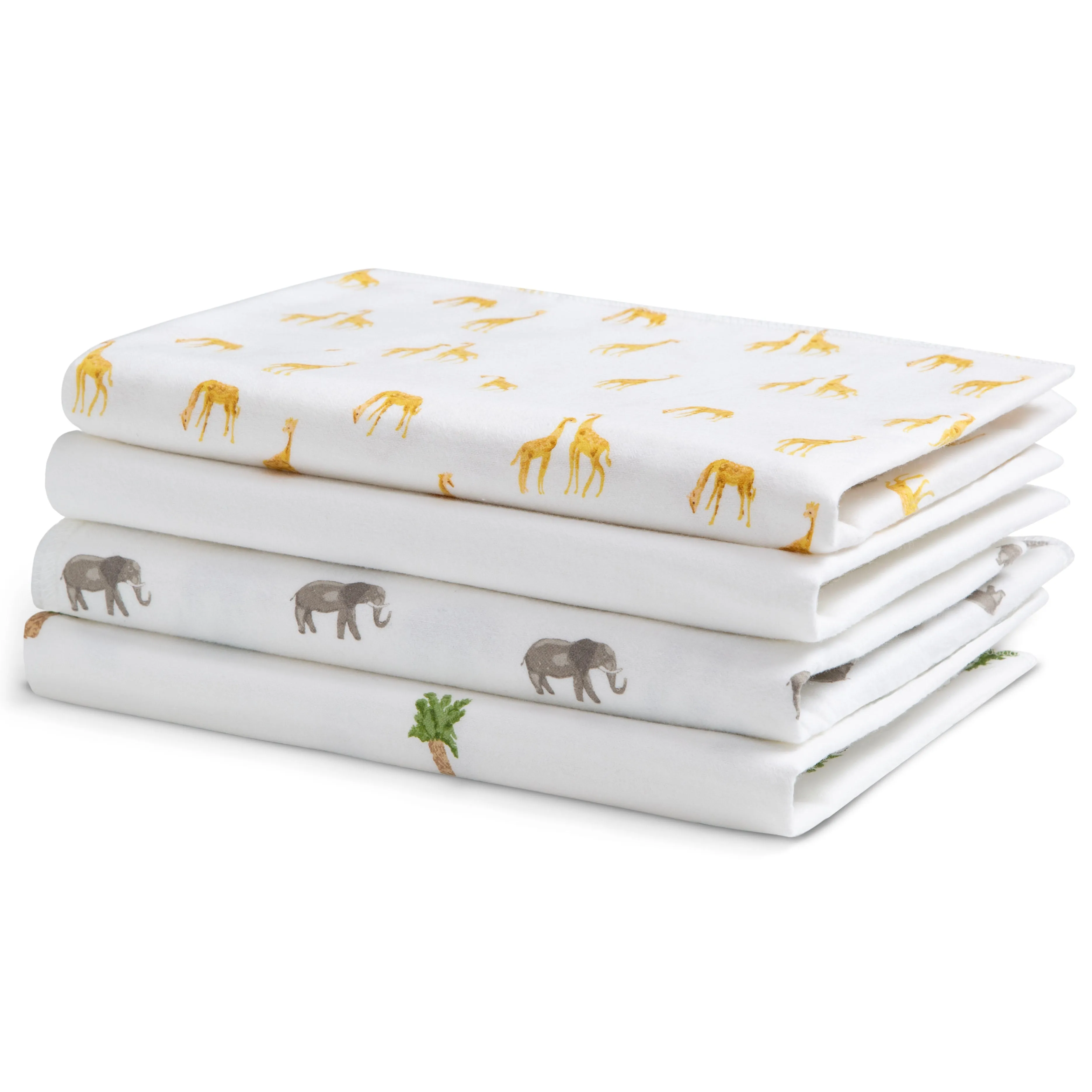 100% Cotton Flannel Baby Receiving Blankets - 4 Pack