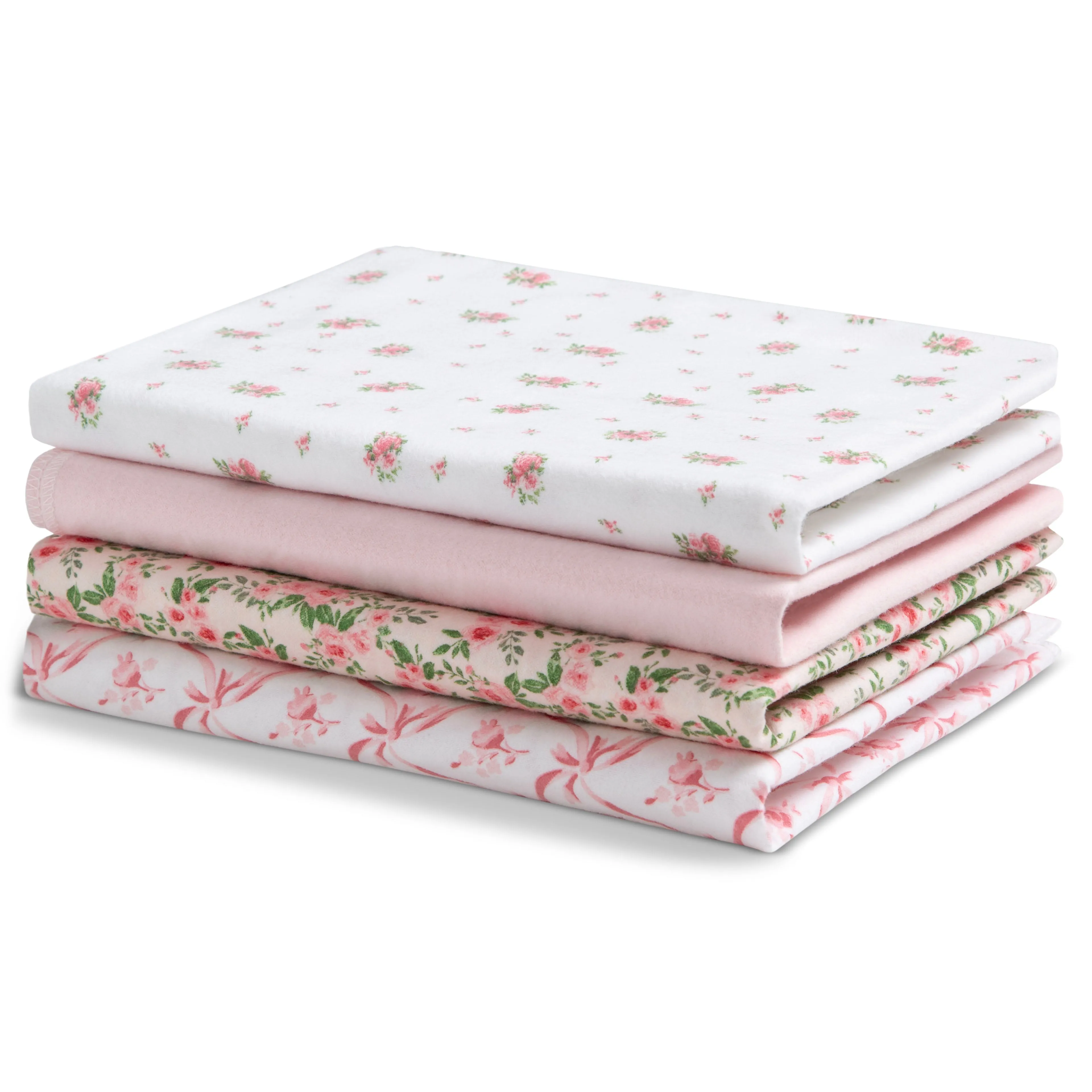 100% Cotton Flannel Baby Receiving Blankets - 4 Pack