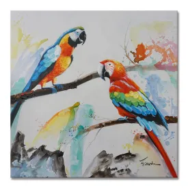 100% handmade Water-color Parrots 36x36Inch (90x90cm)