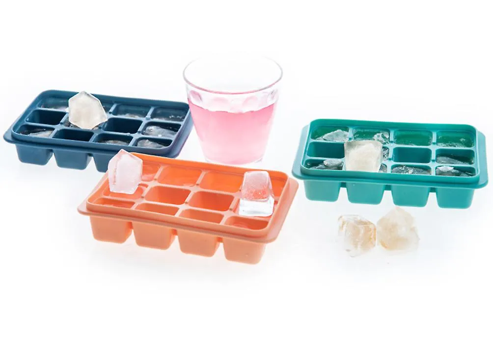 1Pc orange 12 grid silicone ice tray mold with lid household ice making box