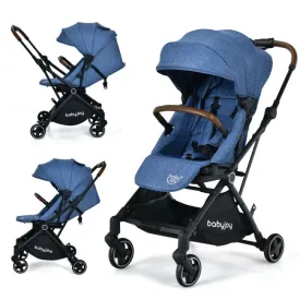 2-in-1 Convertible Aluminum Baby Stroller with Adjustable Canopy - Blue