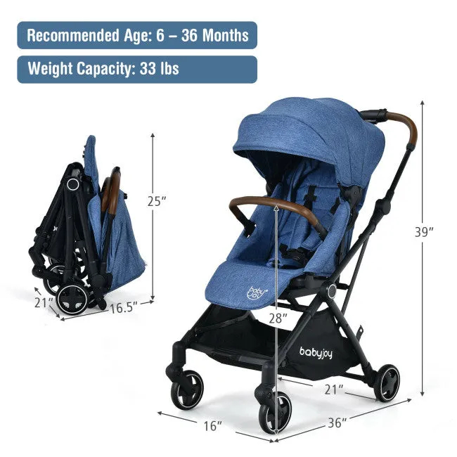 2-in-1 Convertible Aluminum Baby Stroller with Adjustable Canopy - Blue