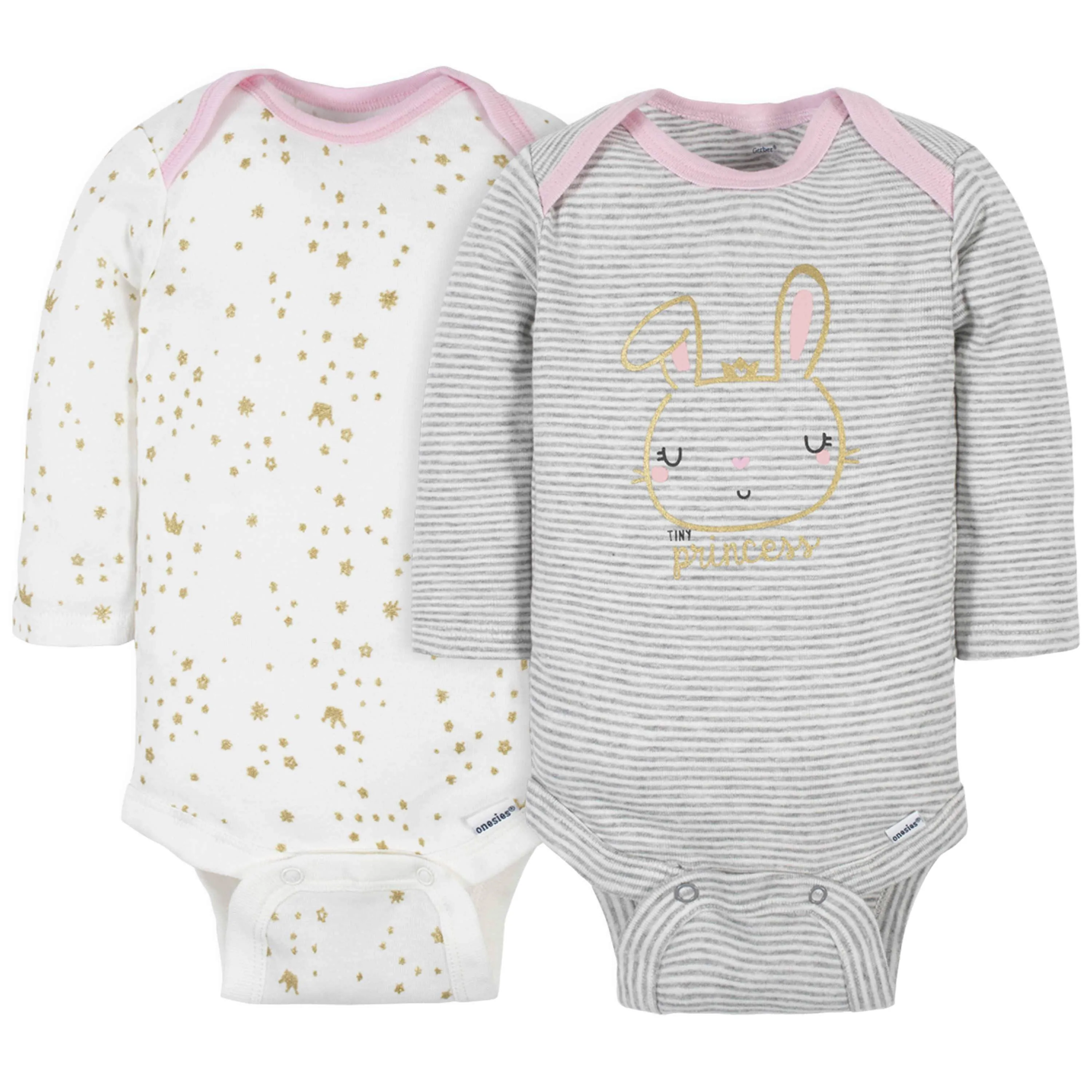 2-Pack Baby Girls Princess Long Sleeve Onesies® Bodysuits