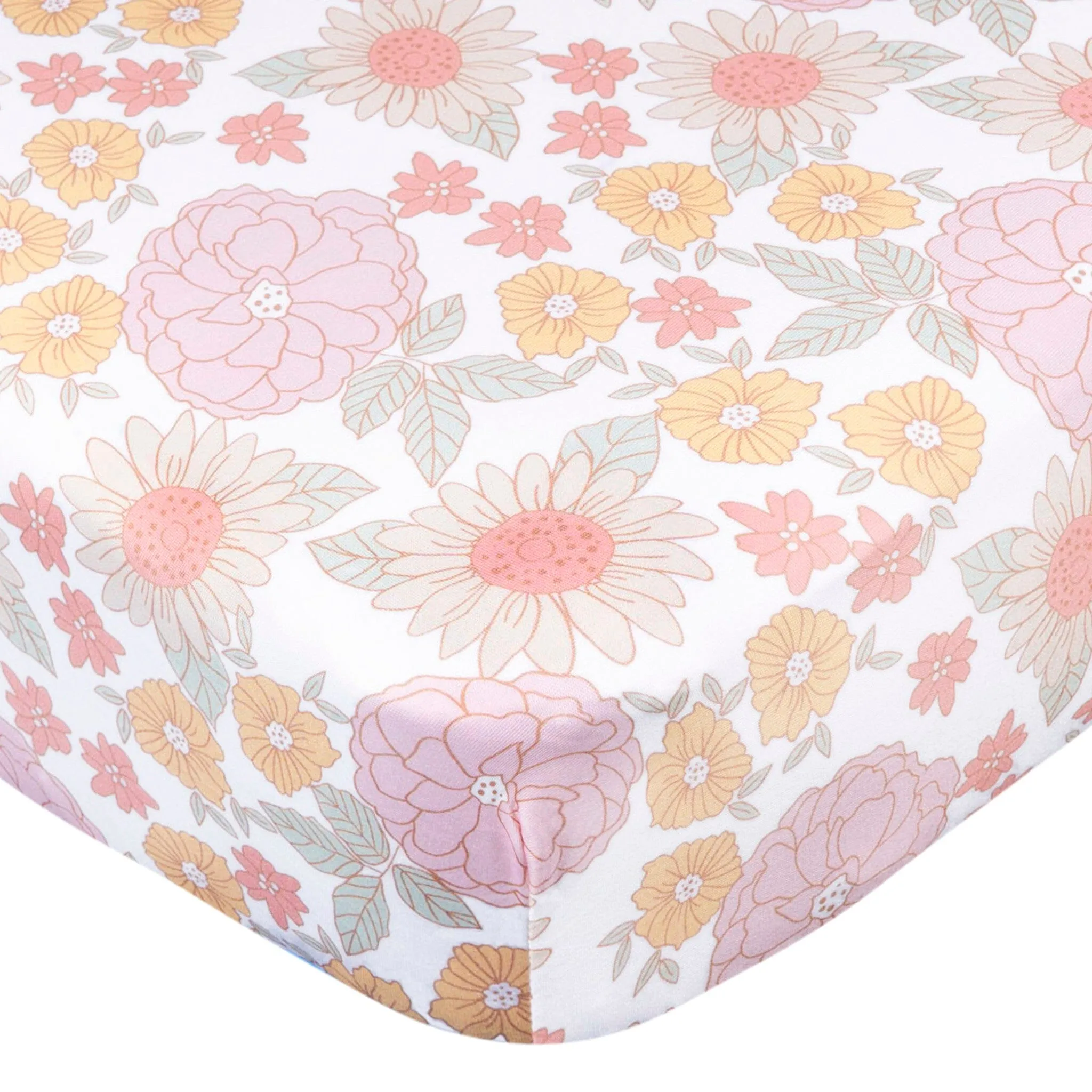 2-Pack Girls Retro Floral Crib Sheets