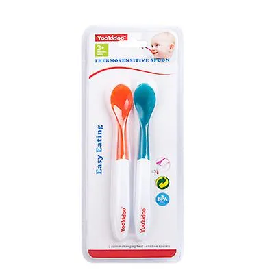 2 pcs Children's temperature-sensing color-changing spoon, baby food supplement spoon AZ14322