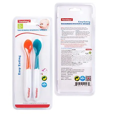 2 pcs Children's temperature-sensing color-changing spoon, baby food supplement spoon AZ14322