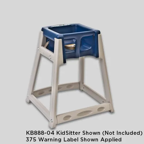 375 - WARNING LABEL for Koala KB105 Designer, KB615 Stowe, KB850/KB950 Diner, KB833 ECO, and KB866/KB67/KB888/KB966/KB977 KidSitter High Chairs