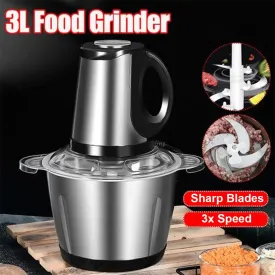 3L Electric Chopper Food Processor Meat Grinder Fruit Vegetable Mixer