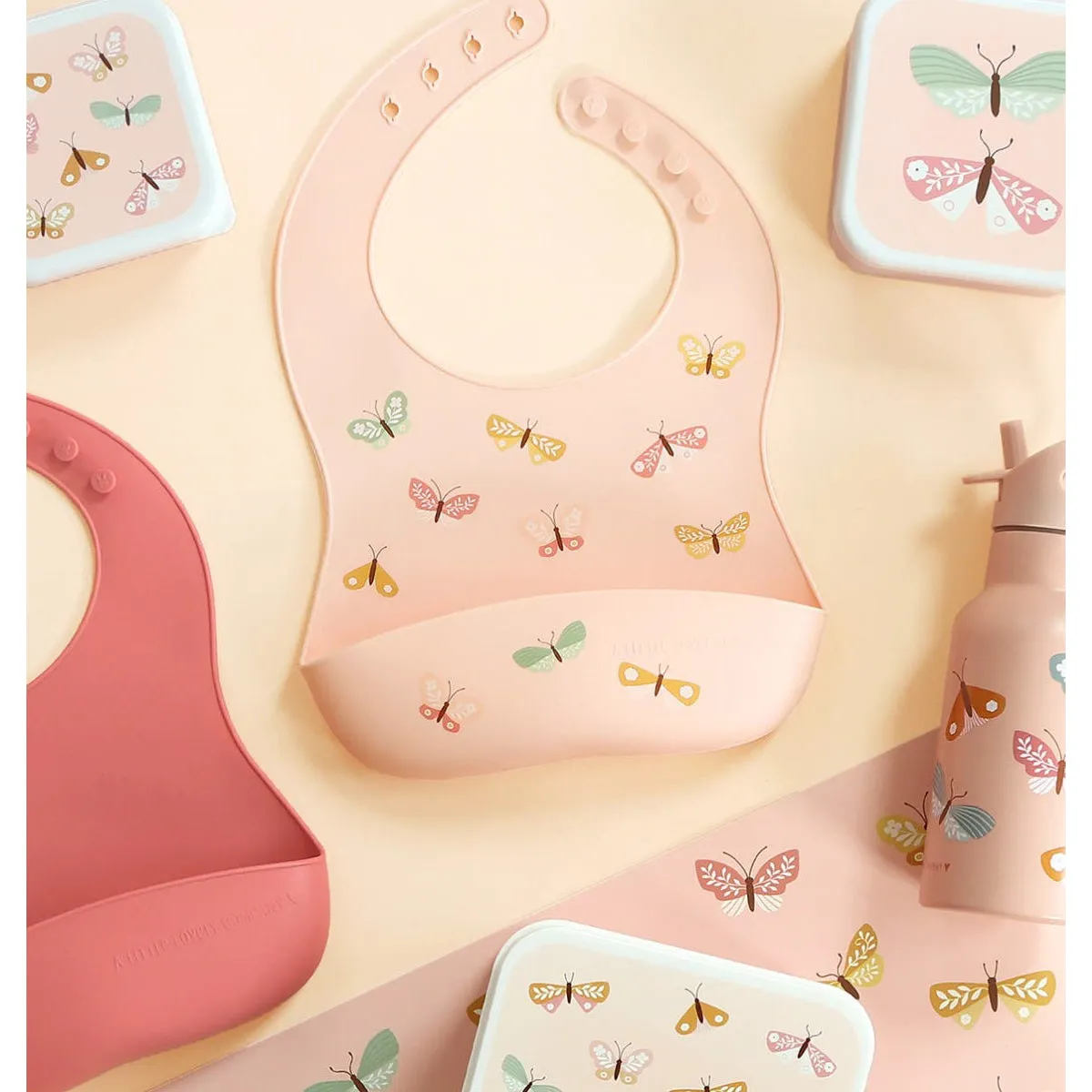 A Little Lovely Company Silicone Bibs Set of 2: Butterflies