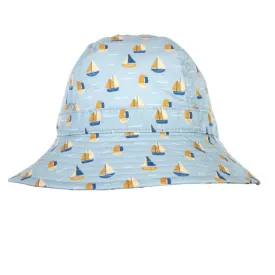 Acorn - Sail the Bay Wide Brim Infant Hat - Blue, Tan & Gold