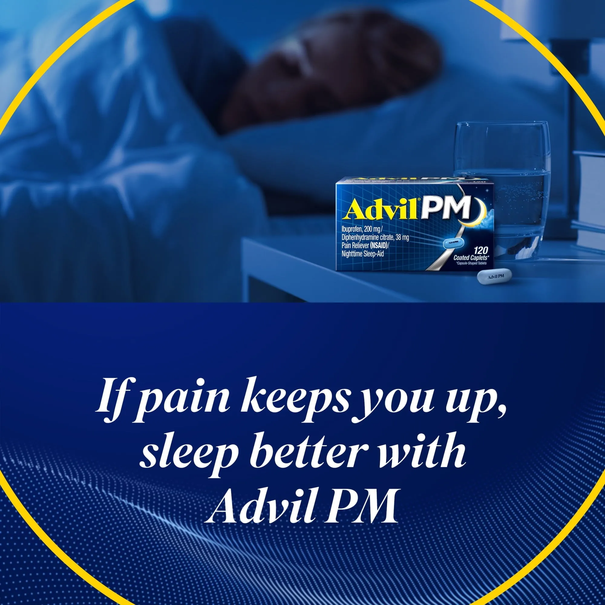 Advil PM Ibuprofen Sleep Aid Pain and Headache Reliever, 200 mg Coated Caplets, 80 Count