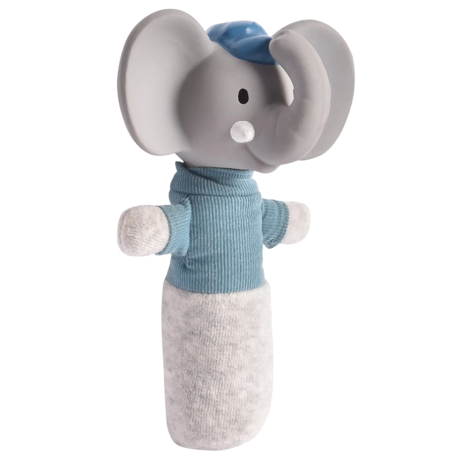 Alvin the Elephant - Soft Squeaker and Teether Toy with Organic Natural Rubber Head