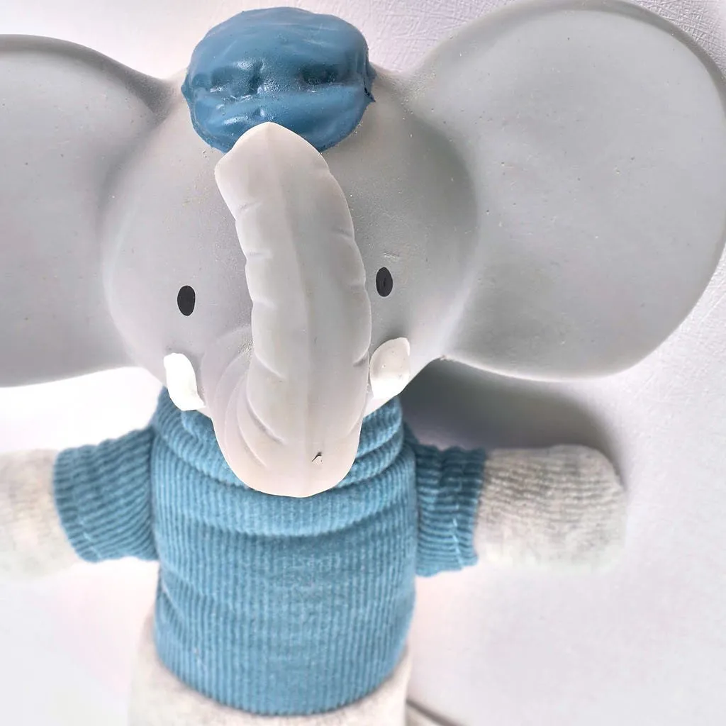 Alvin the Elephant - Soft Squeaker and Teether Toy with Organic Natural Rubber Head