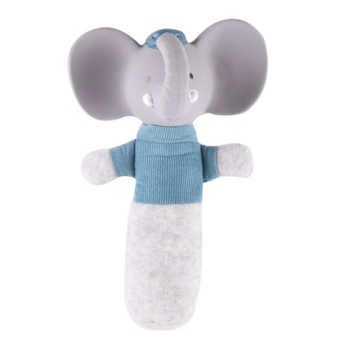 Alvin the Elephant - Soft Squeaker and Teether Toy with Organic Natural Rubber Head