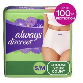 Always Discreet Adult Incontinence Underwear for Women, S/m, 19 CT