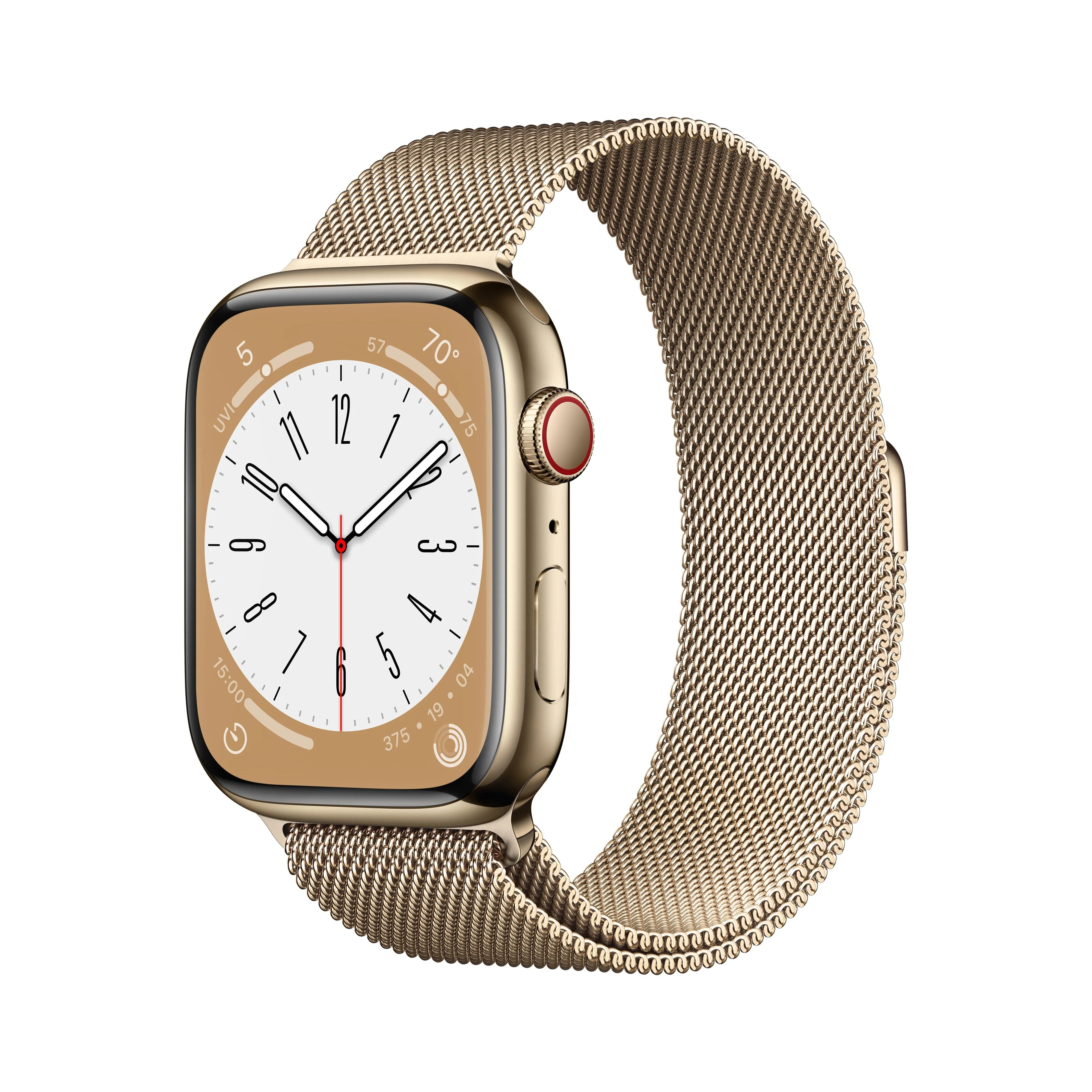 Apple Watch Series 8 GPS   Cellular 45mm Gold Stainless Steel Case with Gold Milanese Loop