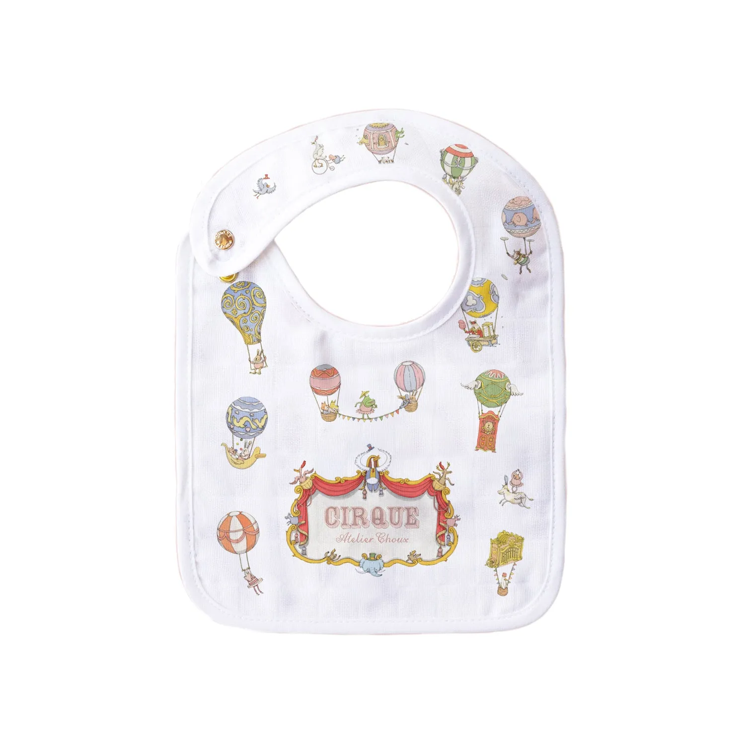 Atelier Choux Small Bib Circus Gold Snaps