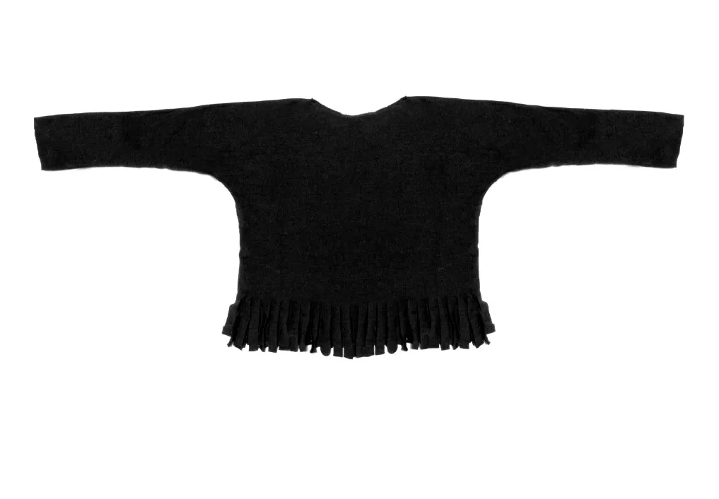 Baby & Girls Long Sleeve Fringe Shirt | Black