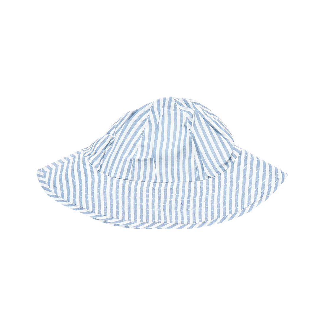 Baby Girls Sun Hat - Blue Skinny Stripe