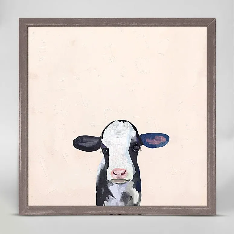 Baby Holstein Cow Mini Framed Canvas