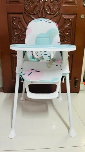 BABYHUG Comfy High Chair with Printed Cushion - Blue