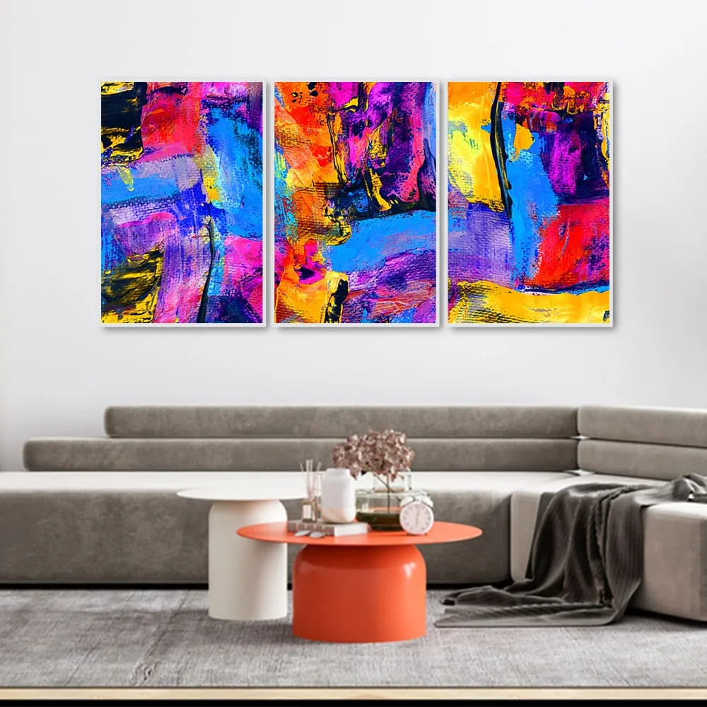 Beautiful Color Blend Artwork Floating Canvas Wall Painting Set of 3