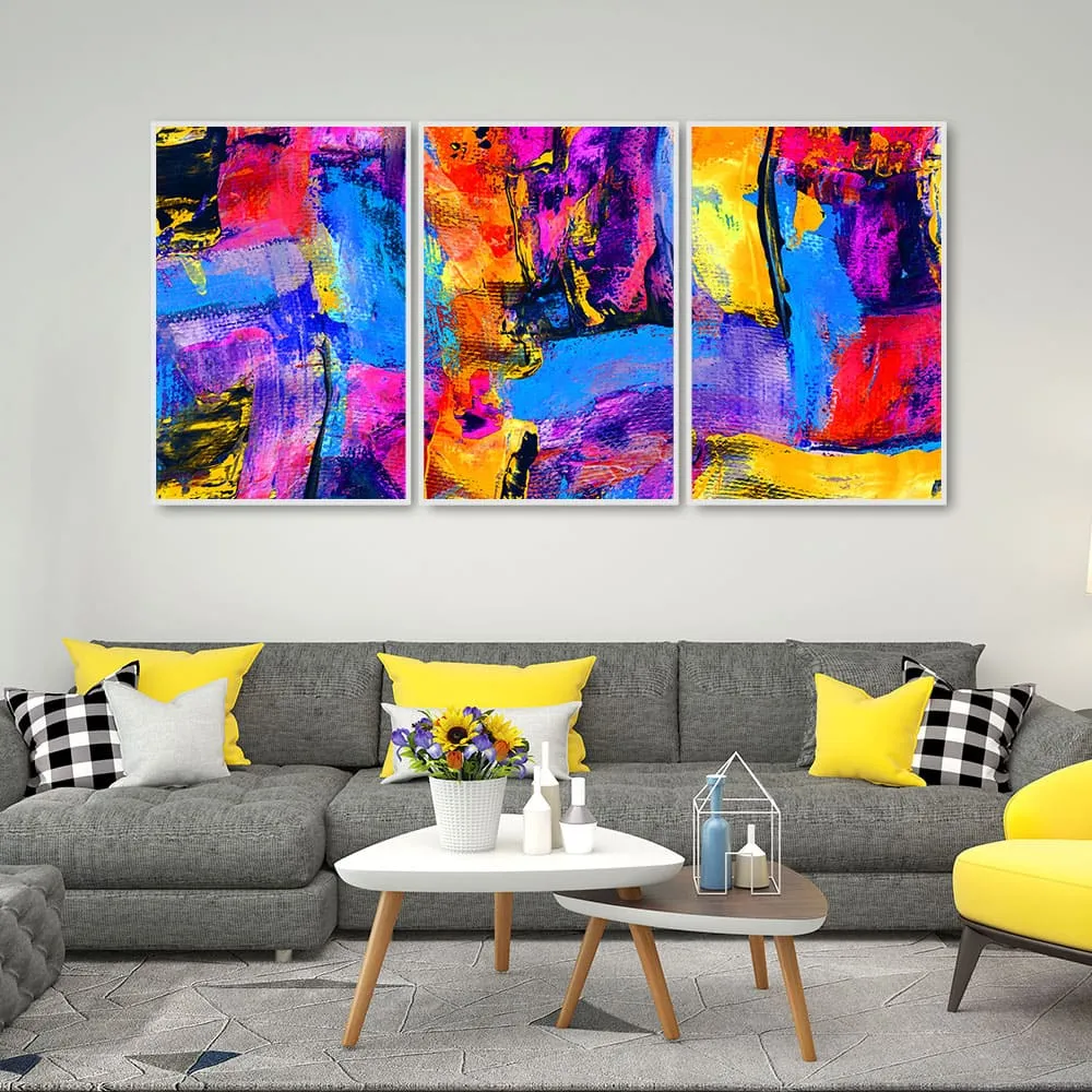 Beautiful Color Blend Artwork Floating Canvas Wall Painting Set of 3