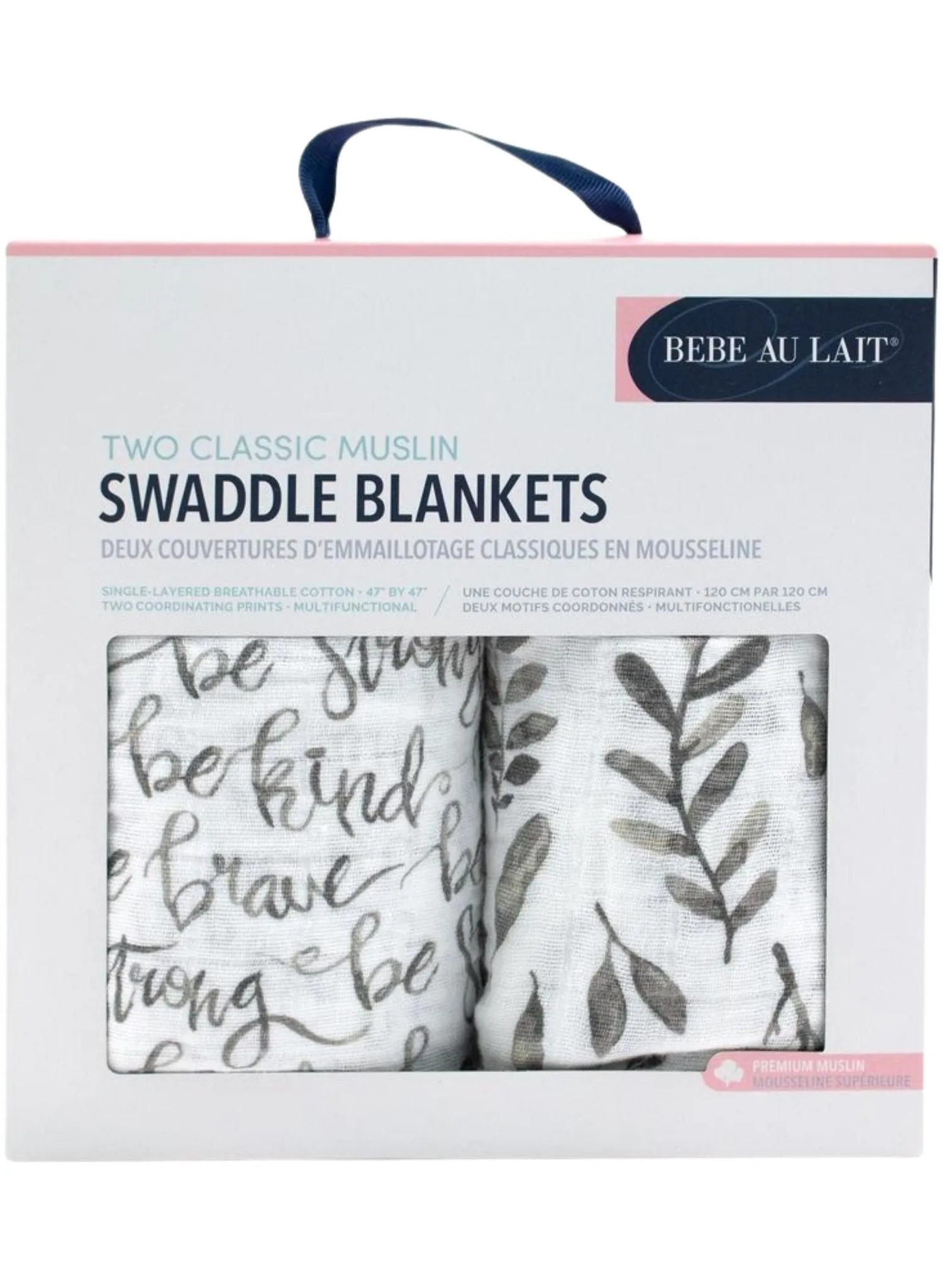 Bebe Au Lait Pack of 2 Swaddle Cotton JustBe Plus Leaves Print