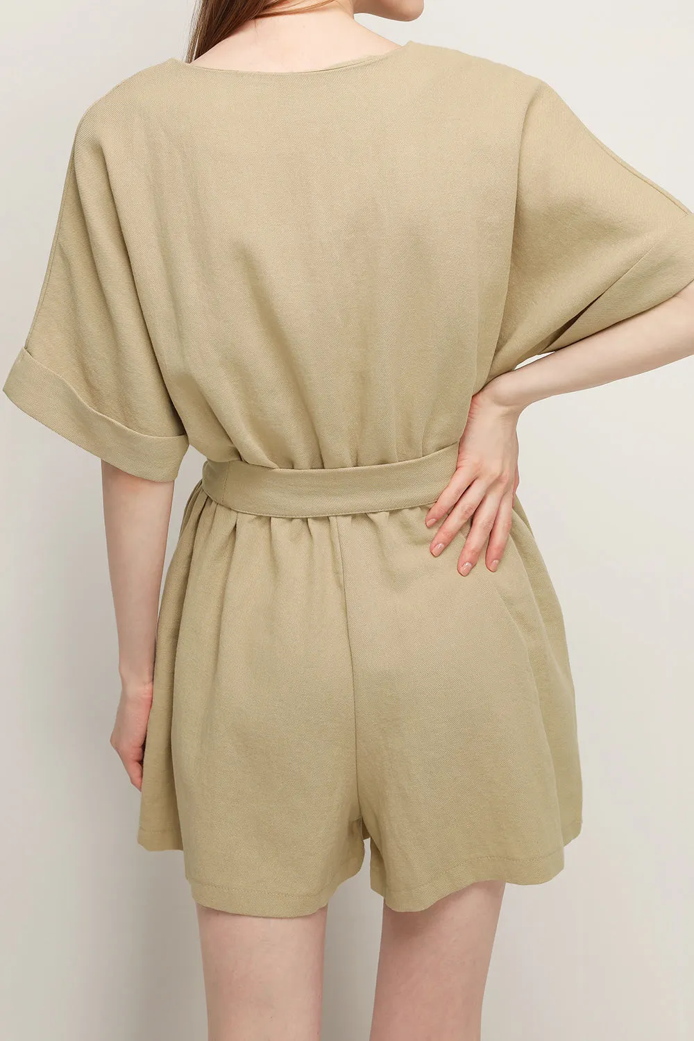 Belle V-neck Linen Romper