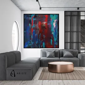 Blue & red large abstract paintings made to order in a custom size