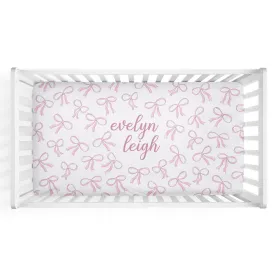 Blushing Bows Personalized Crib Sheet