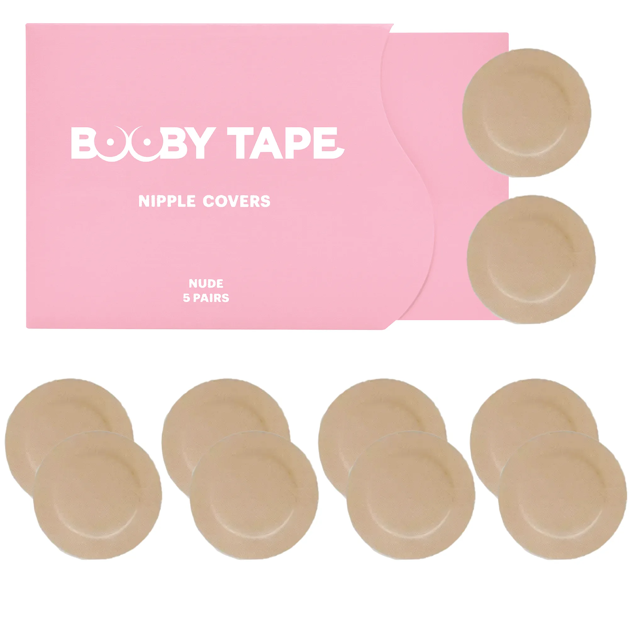 Booby Tape Nipple Covers, Polyester, Self-Adhesive Breast Petals, 5cm each, 5 Pairs