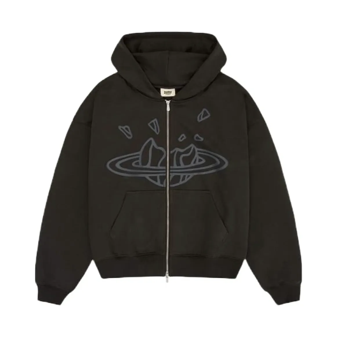 Broken Planet Zip Up Hoodie Soot Black