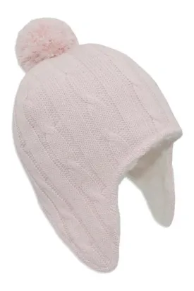 Cable Knit Sherpa Beanie Pink