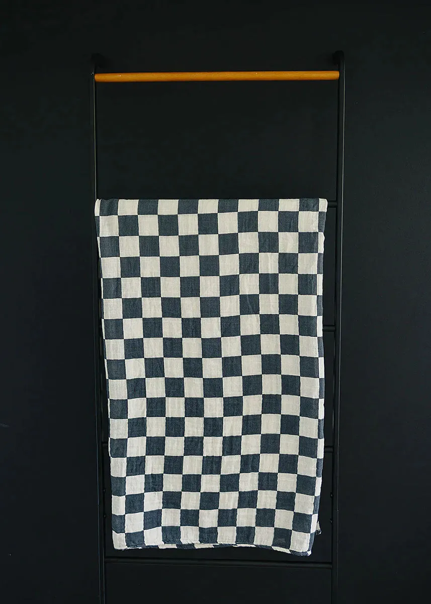 Charcoal Checkered Muslin Swaddle Blanket