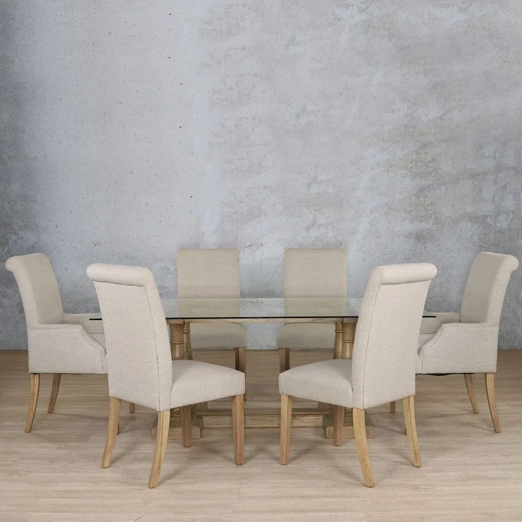 Charlotte Glass Top & Baron 6 Seater Dining Set