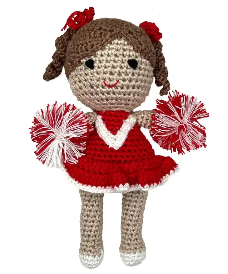 Cheerleader Bamboo Crochet Rattle