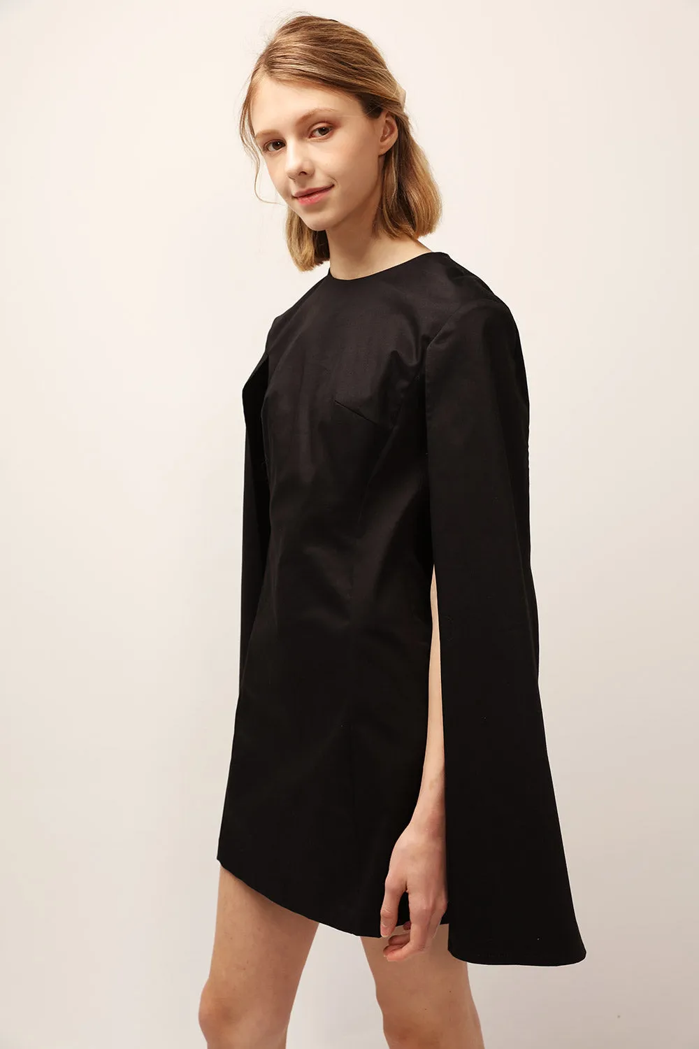 Chloe Back Zip-Up Cape Dress