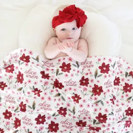 Christmas Floral Personalized Swaddle Blanket