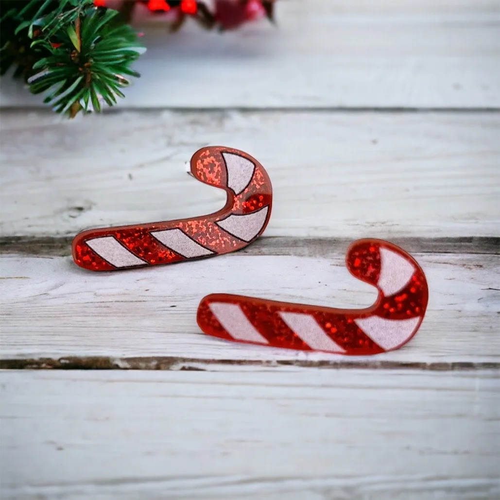 Christmas Stud Earrings, Candy Cane, Snowglobe Earrings, Christmas Earrings, Christmas Kitty, Handmade Earrings, Santa Claus, Christmas Stud