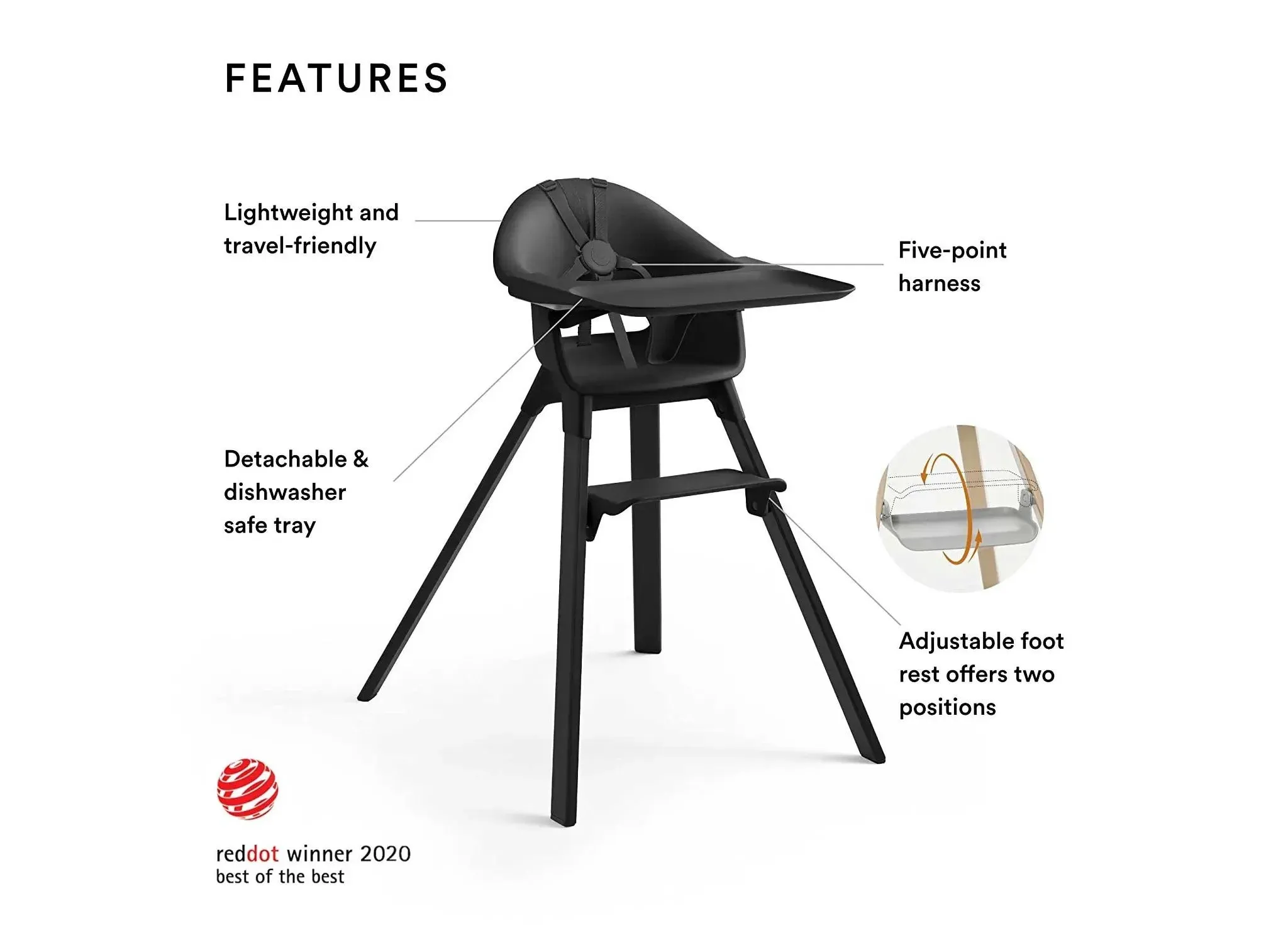 Clikk High Chair - Midnight Black