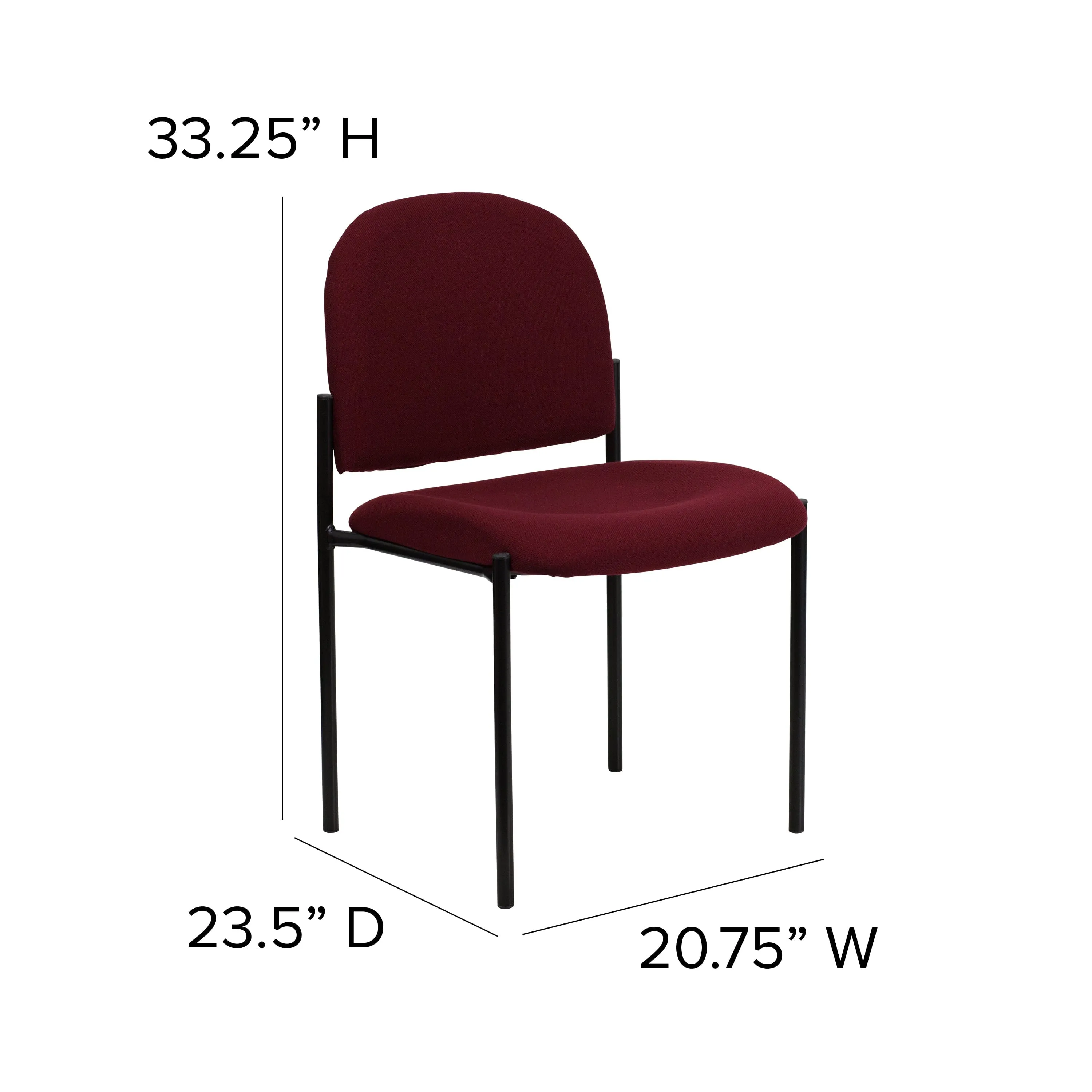 Comfort Black Fabric Stackable Steel Side Reception Chair - BT-515-1-BK-GG